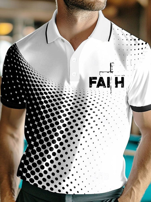 Men's Vintage Faith Cross Printed POLO Shirt
