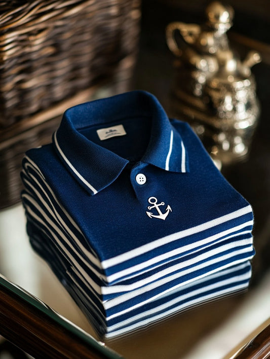 Men's Casual Business Button  Long Sleeve Polo Shirt
