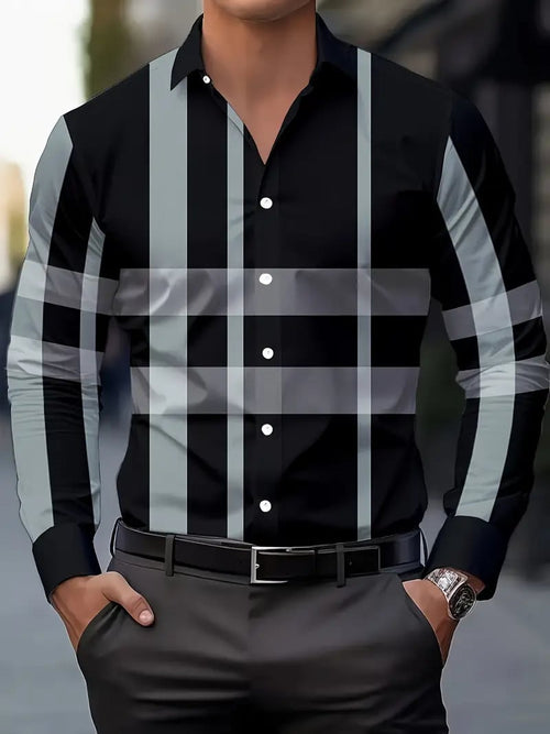 Men's Street Style Business Casual Printed Long Sleeve Shirt
