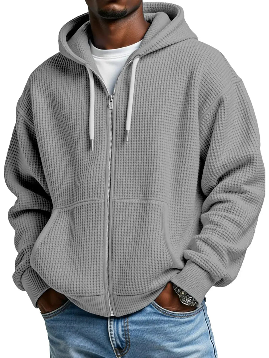 Casual Waffle Hooded Jacket