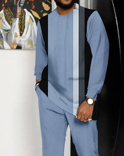 Men's Contrasting Long Sleeve Athletic Walking Suit - 269