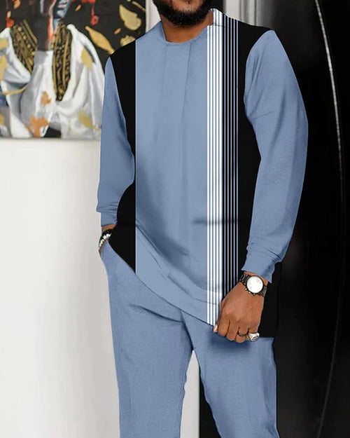 Men's Contrasting Long Sleeve Athletic Walking Suit - 269