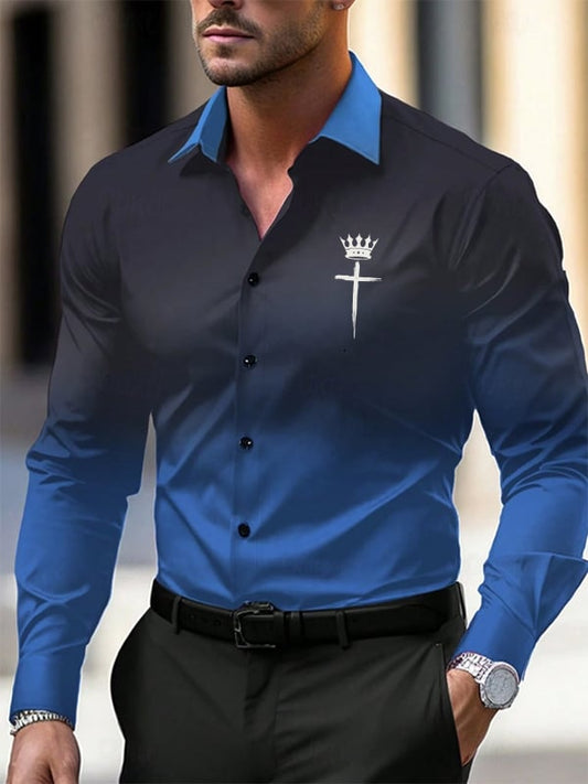 Men's Street Style Business Striped Printed Long Sleeve Shirt