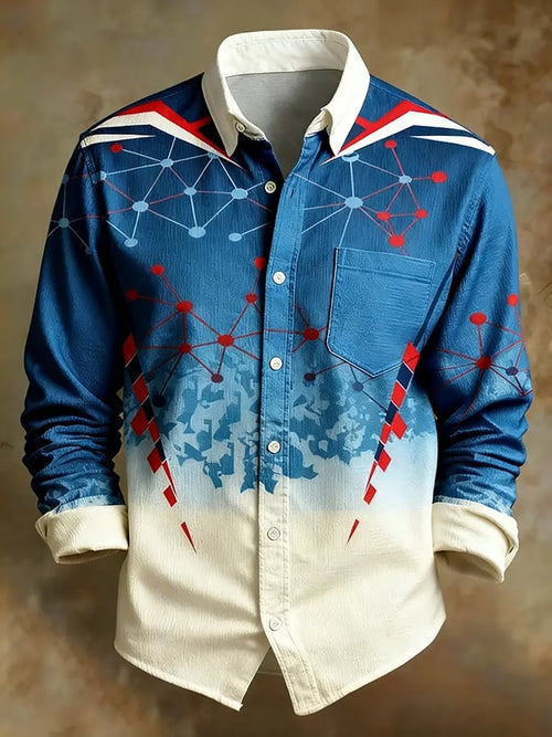 Men's Retro Abstract Art Print Comfortable Business Style Shirt