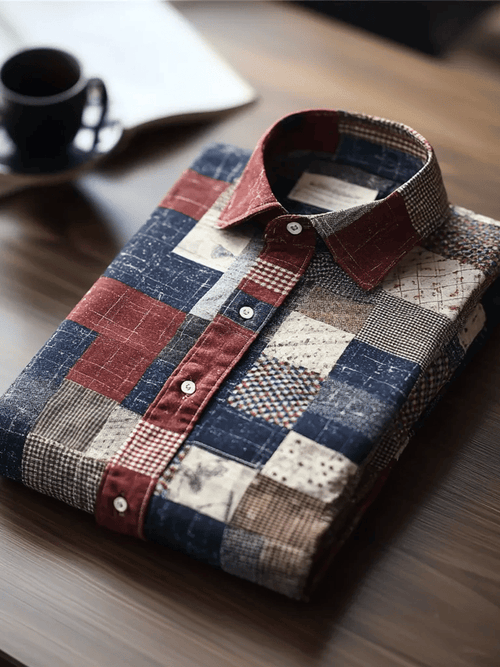 Men's Luxury Romantic Contrast Color Print Long Sleeve Shirt