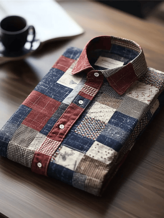 Men's Luxury Romantic Contrast Color Print Long Sleeve Shirt