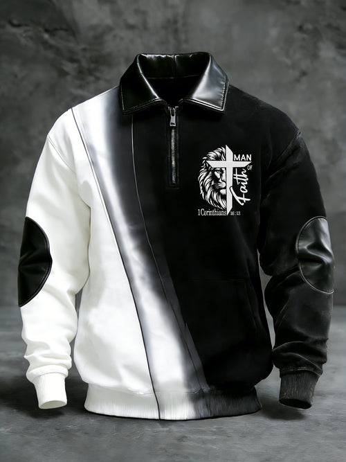 Men's Winter Faith Print Stand-Collar Top-Fast Shipping