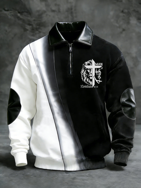Men's Winter Faith Print Stand-Collar Top-Fast Shipping