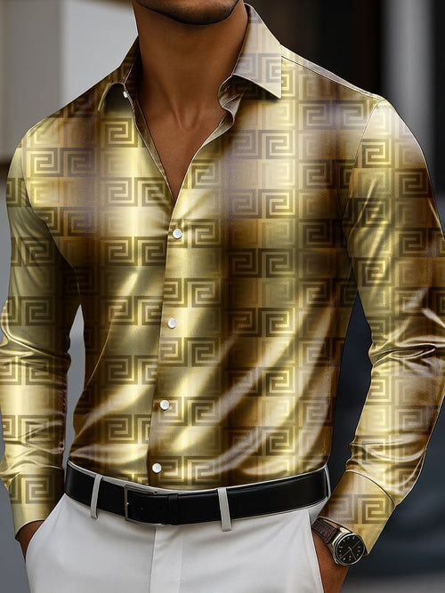 Men's Classic Business Casual Luxe Long Sleeve Button Down Shirt