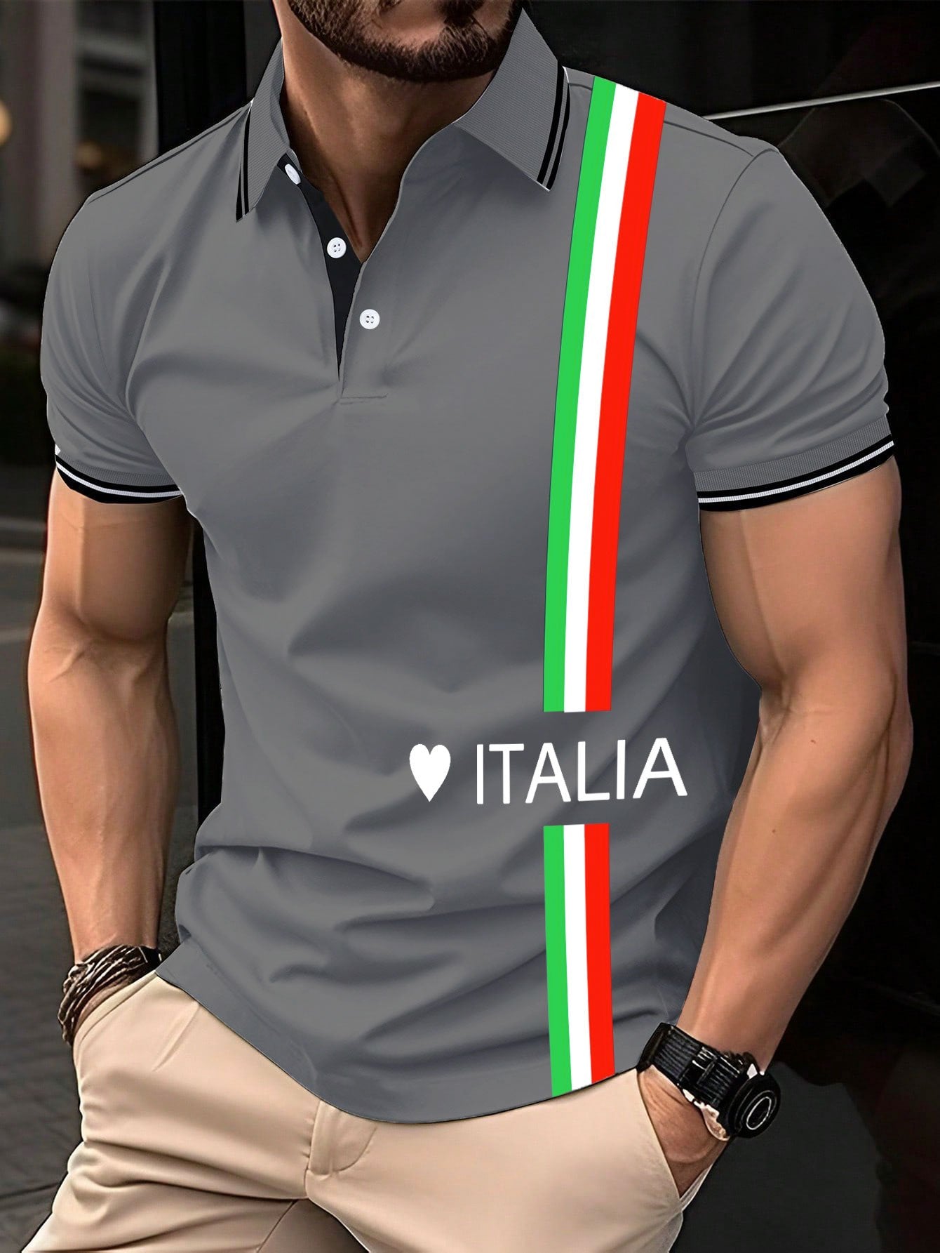 Men's "Italy" printed polo shirt