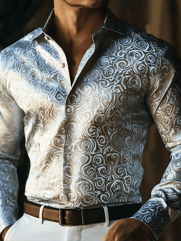 Men's Vintage Print Long Sleeve Shirt