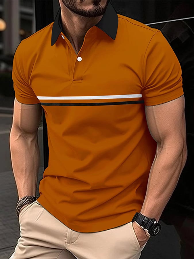 Sports Casual Slim Fit Short Sleeve Half Button Polo Shirt