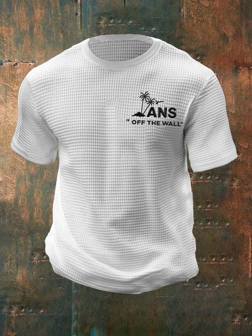 Men's Casual Sports Logo Waffle T-Shirt