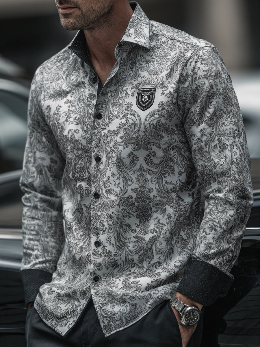 Men's Business Casual Baroque Long Sleeve Shirt