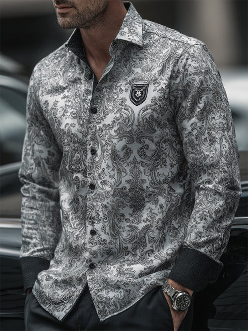 Men's Business Casual Baroque Long Sleeve Shirt