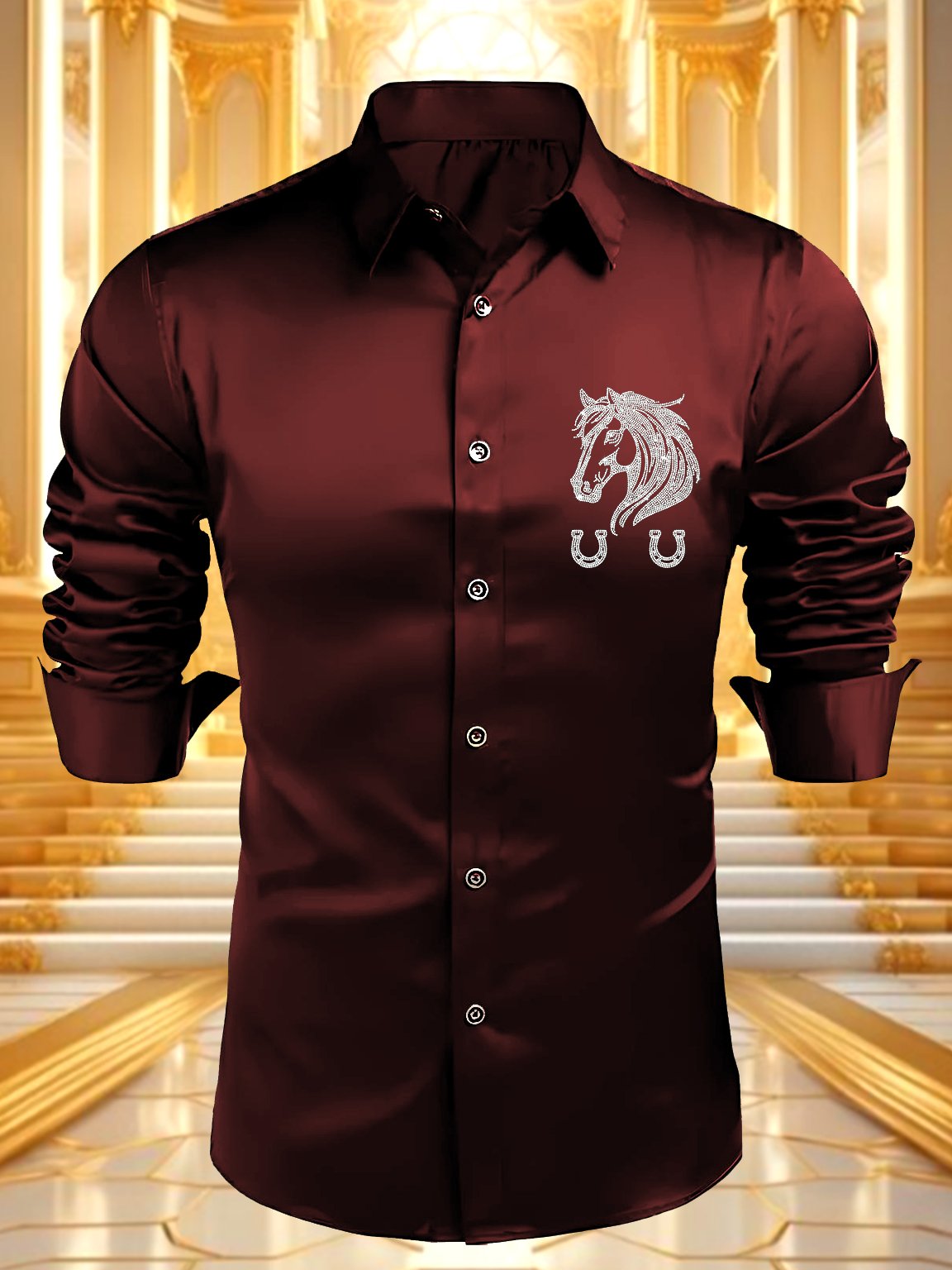 Men's Satin Luxe Long Sleeve Button Down Shirt