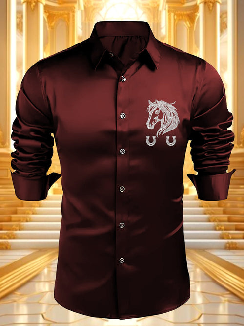 Men's Satin Luxe Long Sleeve Button Down Shirt