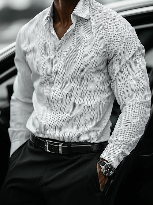 Men's Casual Printed Long Sleeve Business Shirt