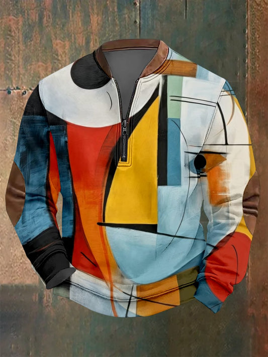 Men's Vintage Geometric Style Print Sweatshirt