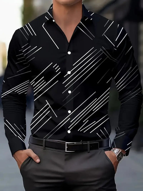 Men's Street Style Business Casual Printed Long Sleeve Shirt