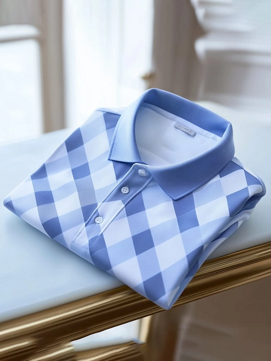 Men's Classic Business Logo Button Short Sleeve Polo Shirt