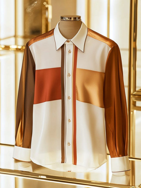 Men's Satin Luxury Business Long Sleeve Shirt