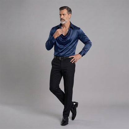 Men's Solid-Color, Minimalist Shirt-Collar Top
