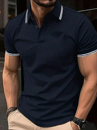 Men's Classic Plaid Color Block Casual Business Fashion Polo Shirt