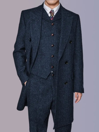 Men's Business Single-Breasted Solid Color Three-Piece Suit