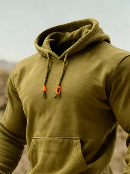 Men'S Retro Classic Basic All-Match Solid Color Hooded Sweatshirt