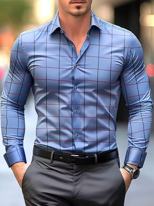Men's Street Style Business Casual Printed Long Sleeve Shirt