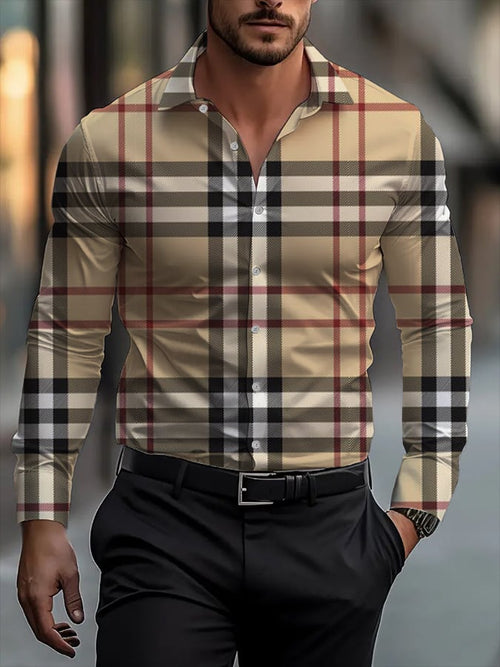 Men's Business Casual Striped Long Sleeve Shirt