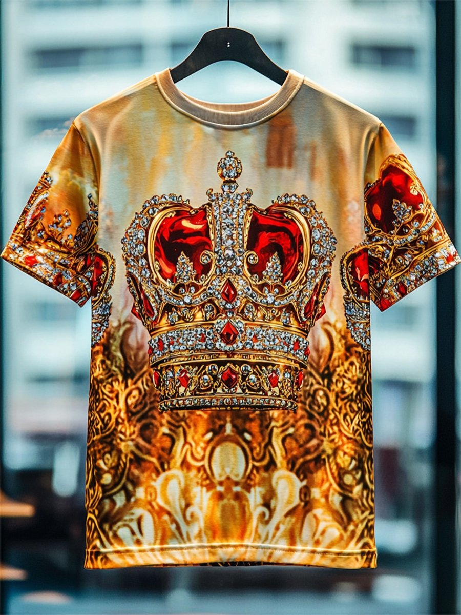 Men's Business Luxury Printed  Cotton Short Sleeve T-Shirt
