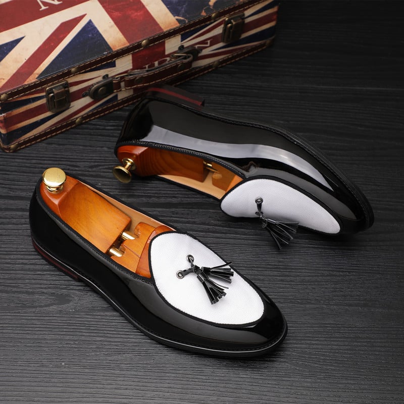 Men'S Casual Fashion British Shiny Leather Shoes