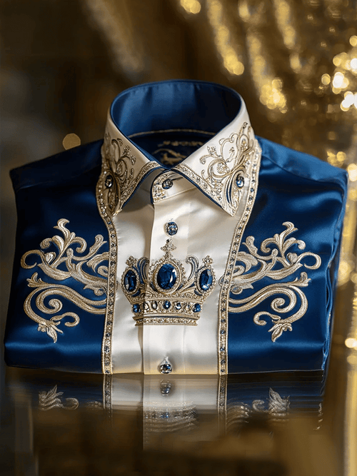 Men's Satin Luxe Print Short Sleeve Button Shirt