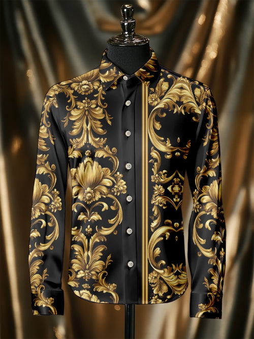 Men's Silk Baroque Luxury Business Long Sleeve Shirt