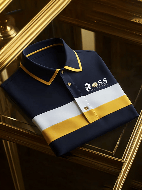 Men's Retro Letter Design Printed Casual Polo Shirt