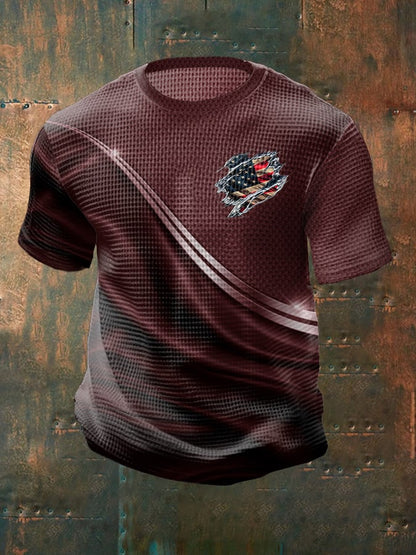 Men's Casual Independence Day Flag Graphic Printed Round Neck Short Sleeve T-Shirt