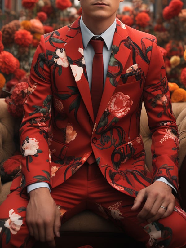 Men's Casual Tie Dye Printed Blazer and Pants Two Piece Set