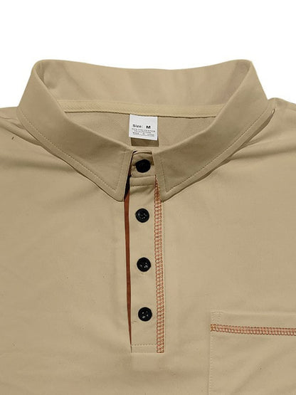 Men's Stylish Casual Polo Shirt With Contrasting Color Thread Design (With Pockets)