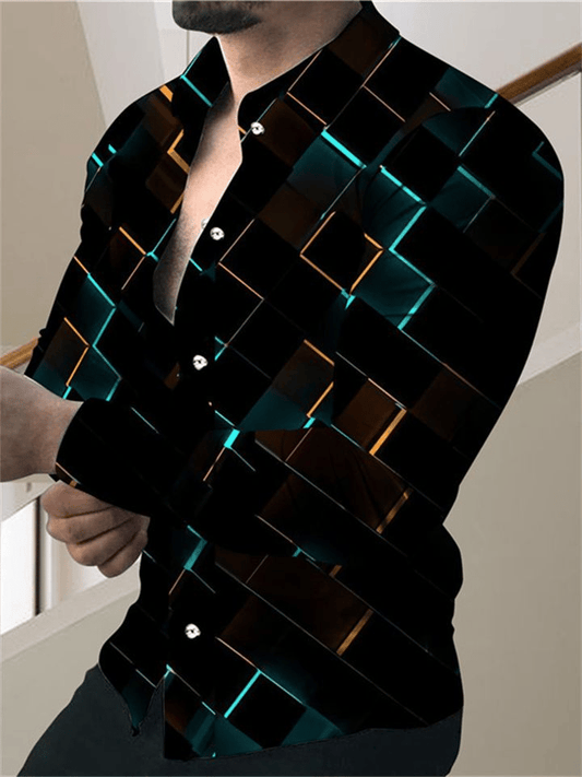 Men's Business Casual Striped Long Sleeve Shirt