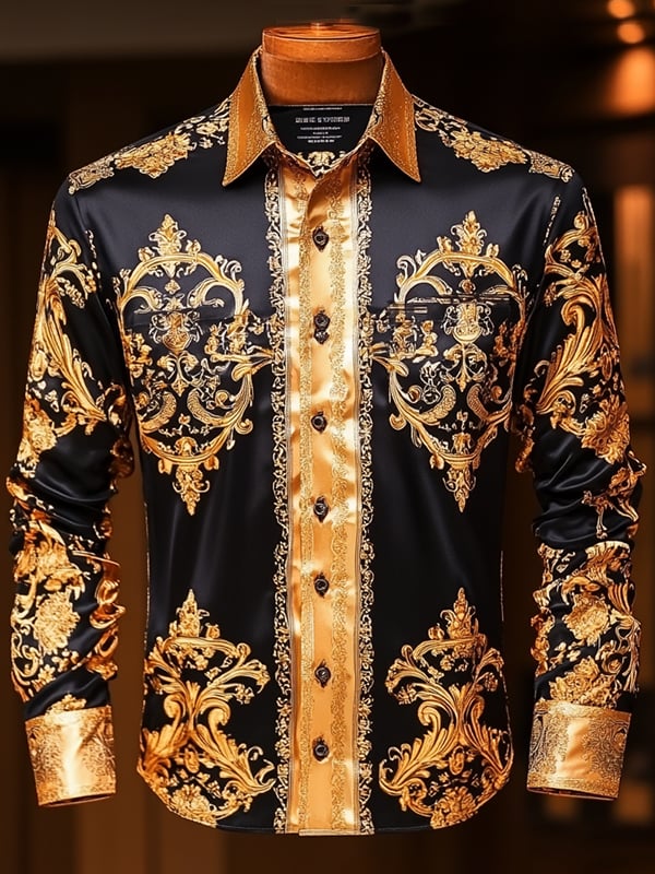 Men's Satin Luxe Long Sleeve Button Down Shirt