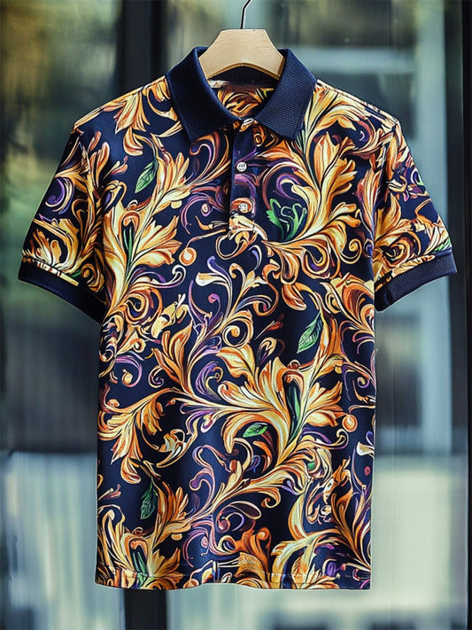 Men's Business Casual Button Short Sleeve Polo Shirt