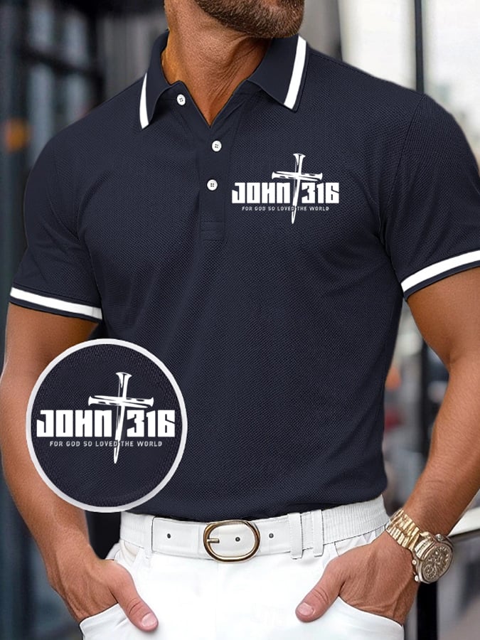 Men's Faith Printed Casual Polo Shirt