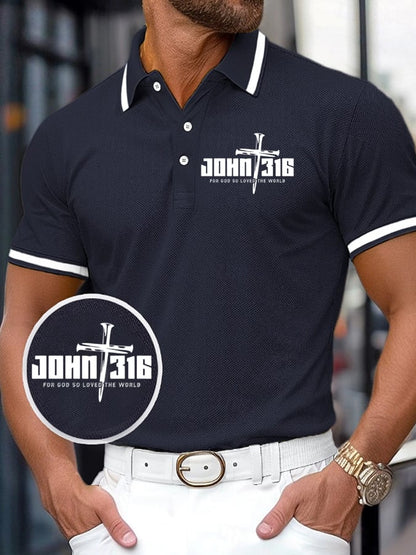 Men's Faith Printed Casual Polo Shirt