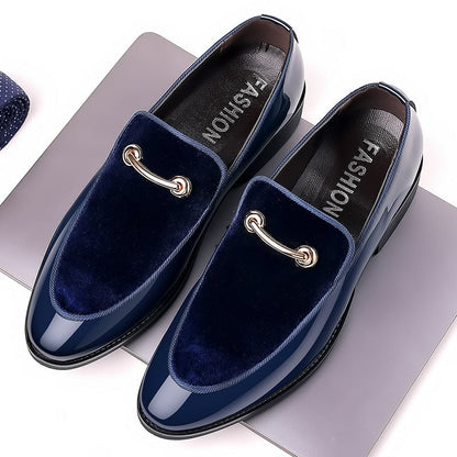 Men's Business Formal Casual Suede Patchwork Loafer Faux Leather Patant Shoes