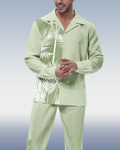 Suitmens Men's Green Leaf Long Sleeve Walking Suit