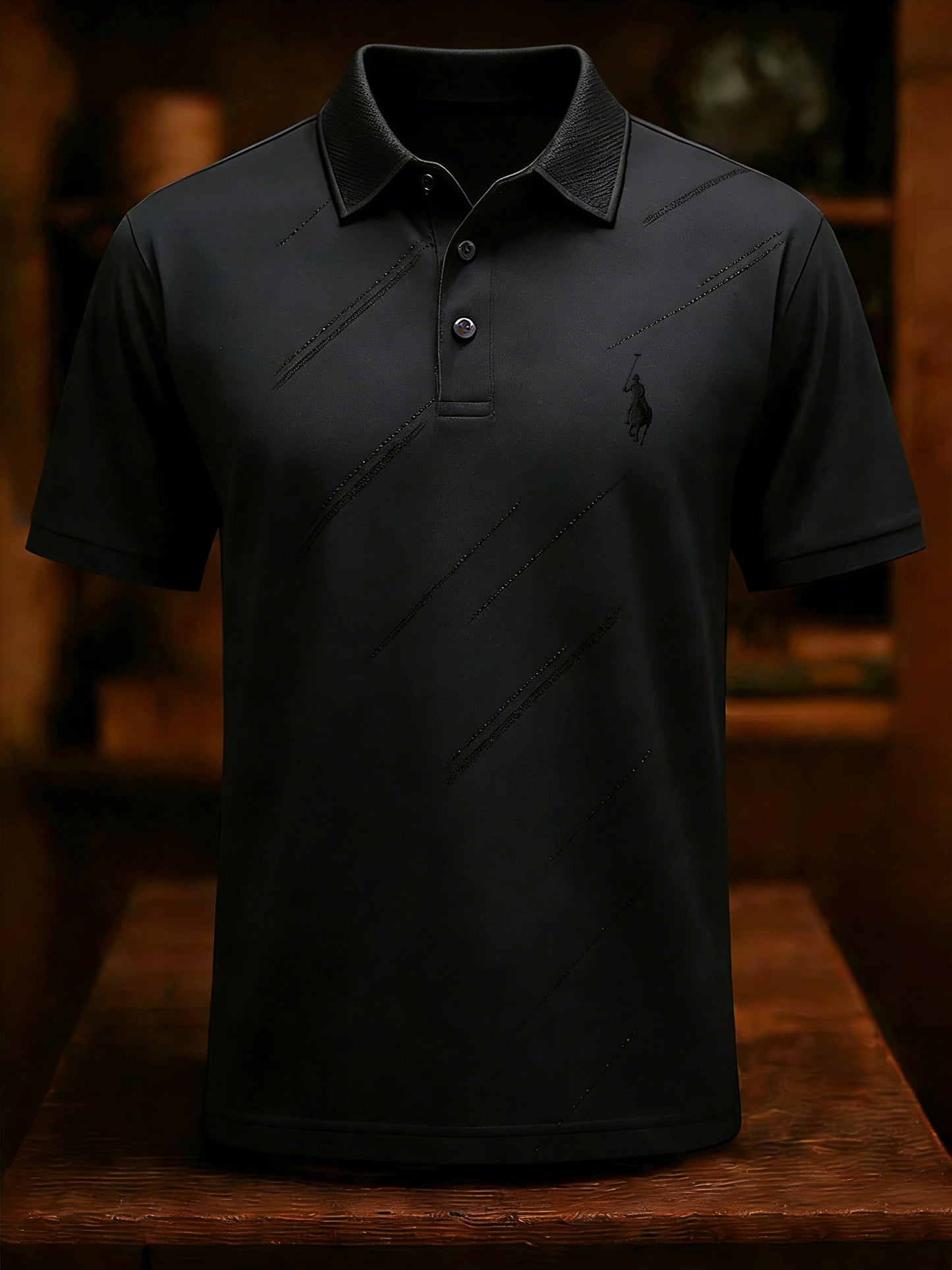 Men's Business Style Print Short Sleeved Polo Shirt