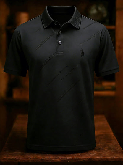Men's Business Style Print Short Sleeved Polo Shirt