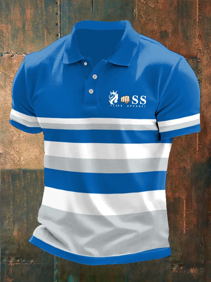 Men's casual polo shirt with contrast print